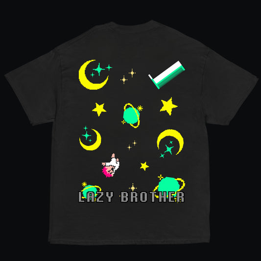 Göğüs ve Sırt Baskılı Siyah Unisex Regular Fit Tişört “Astral”