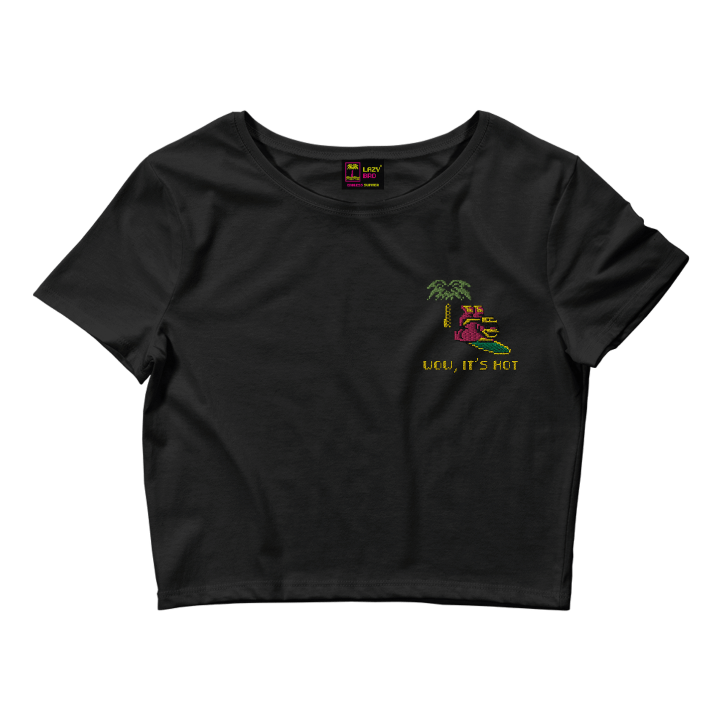 wow it's hot black crop t-shirt