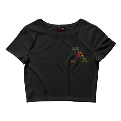 wow it's hot black crop t-shirt