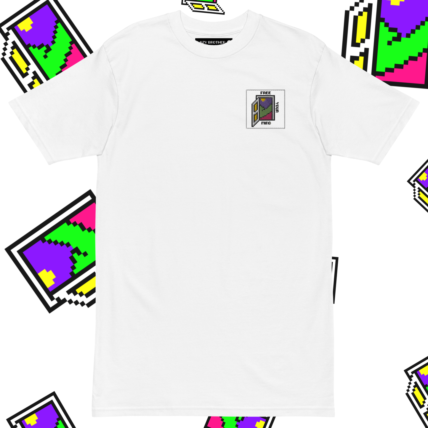 Nakışlı Beyaz Unisex Oversize Tişört “Free Your Mind”