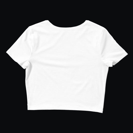 Beyaz Nakışlı Mini Crop Tişört “Beach”