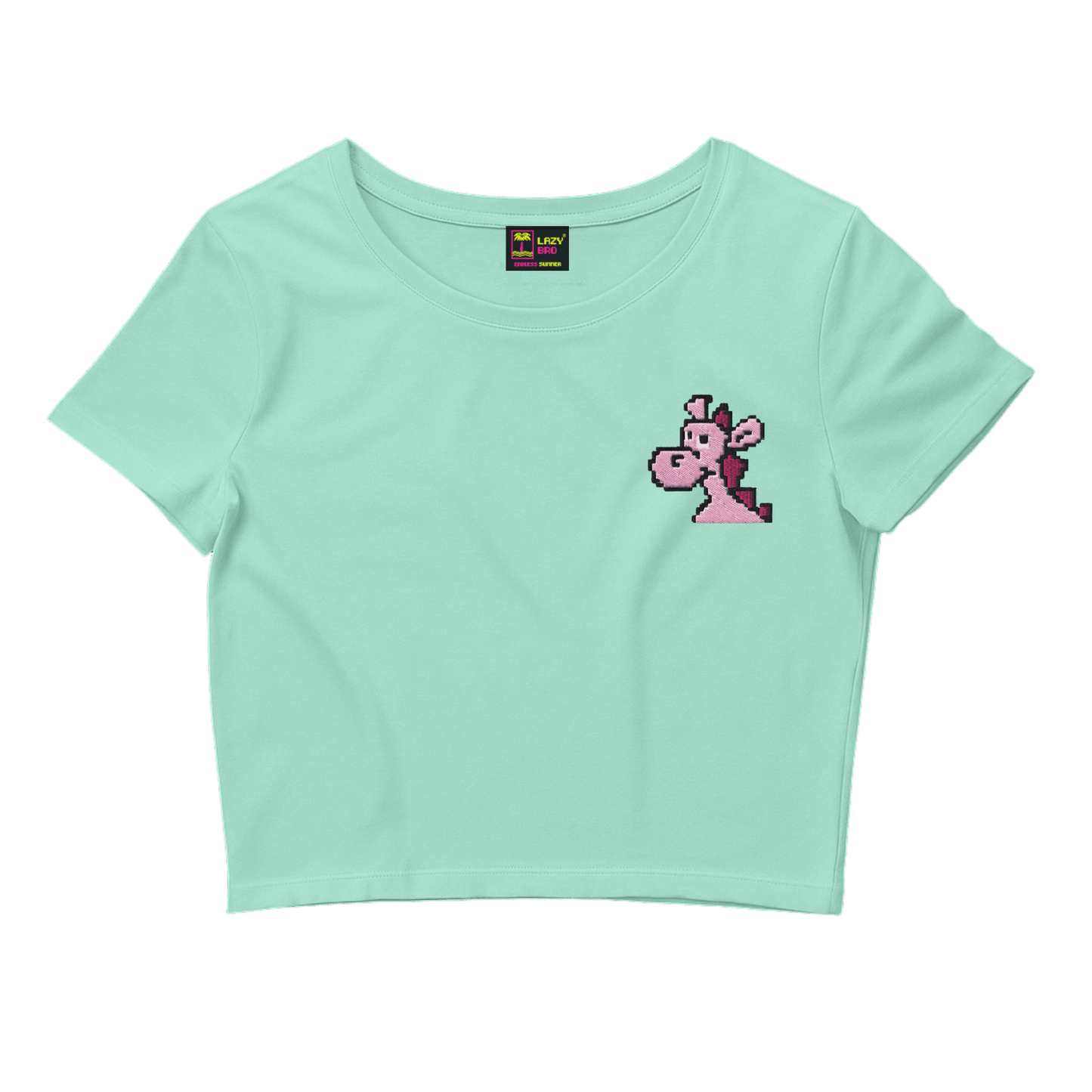pink dragon mint crop tişört