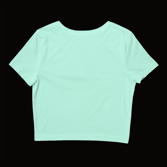 Nakışlı Mint Yeşili Mini Crop Tişört “Pink Dragon”
