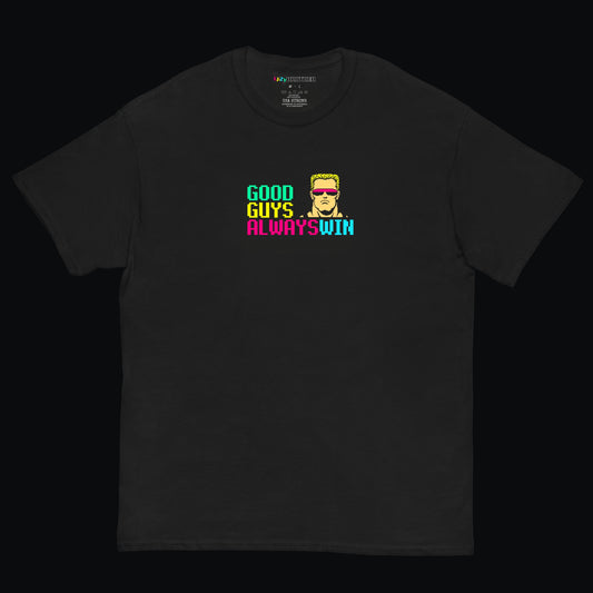 Göğüs ve Sırt Baskılı Siyah Unisex Regular Fit Tişört “Good Guys”