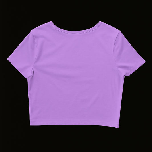 Nakışlı Lila Crop Tişört “Fruity”