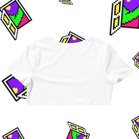 Nakışlı Beyaz Oversize Kesim Crop Tişört "Free Your Mind"