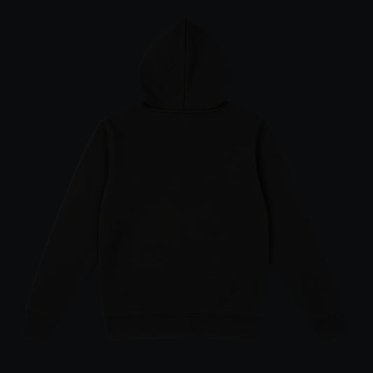 Oversize Uzun Kollu Baskılı & Nakışlı Siyah Unisex Kapüşonlu Sweatshirt “Tune In”