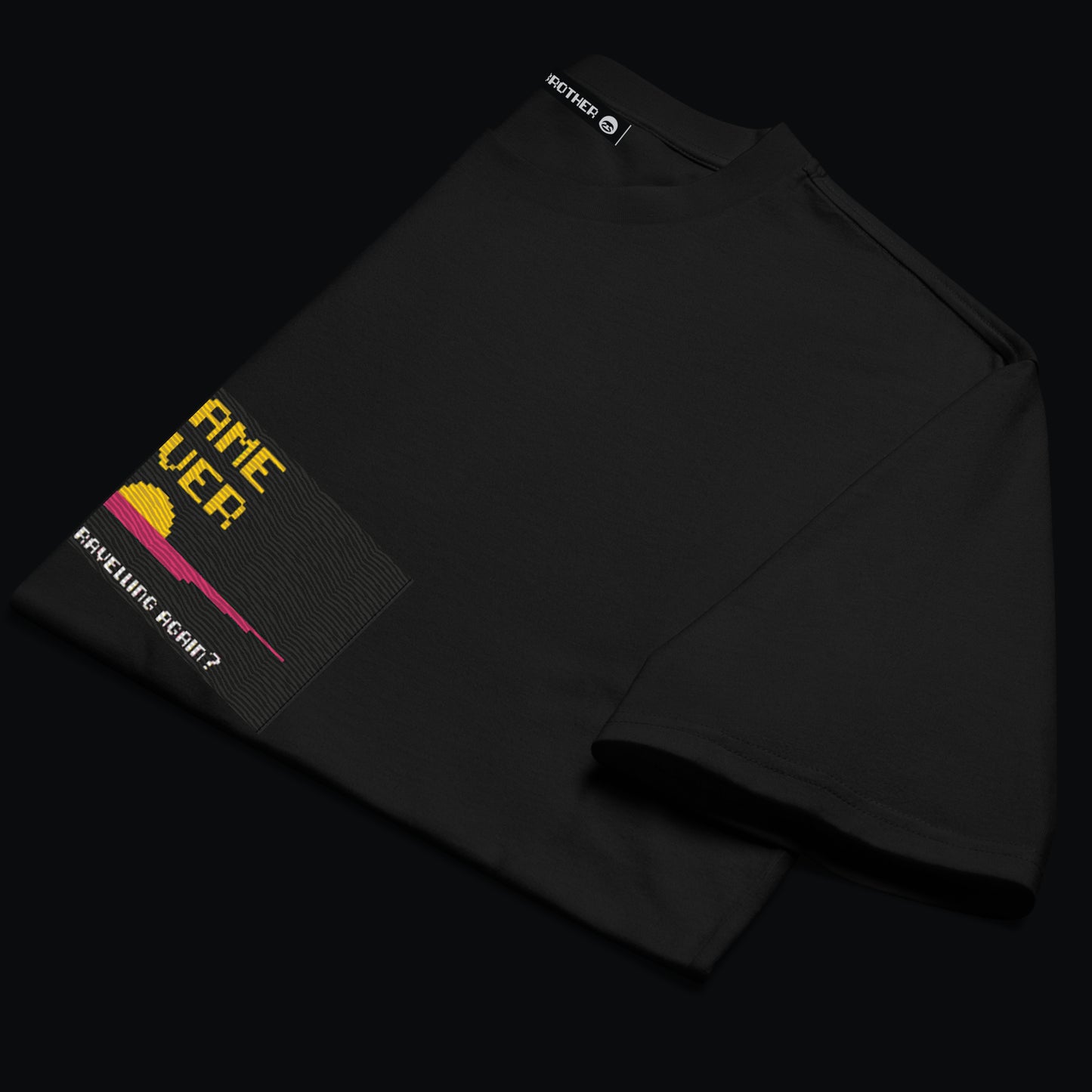 Nakışlı Siyah Oversize Crop Tişört “Game Over”