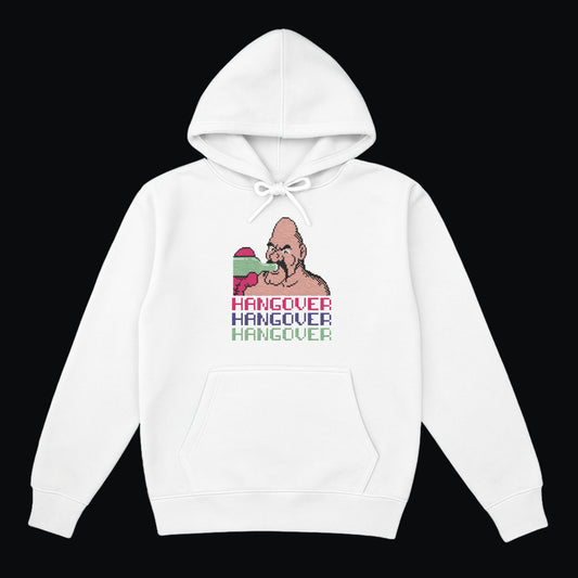Oversize Uzun Kollu Beyaz Unisex Kapüşonlu Sweatshirt “Hangover”