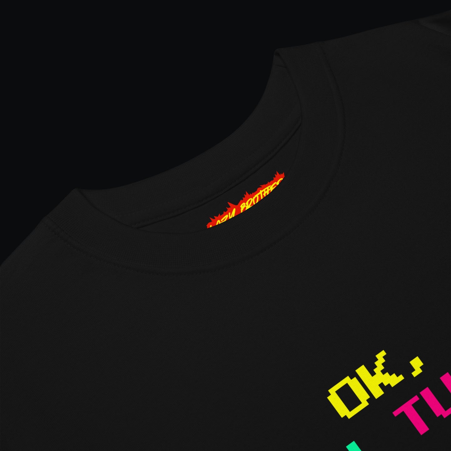 Göğüs ve Sırt Baskılı Siyah Unisex Oversize Tişört “My Turn”